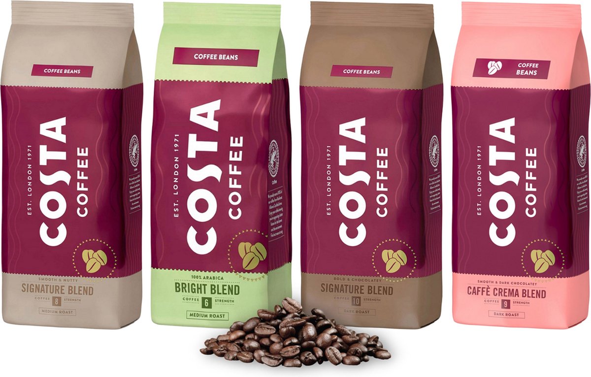 4 kg Koffiebonen COSTA Coffee - Crema Blend Dark, Bright Blend Medium, Signature Blend Dark, Signature Blend Medium