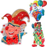 Carnaval versieringen pakket - 3x grote plastic wand decoratie clowns