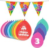 Haza Leeftijd verjaardag thema pakket 3 jaar - ballonnen/vlaggetjes