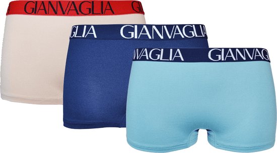 Gianvaglia 8037 Dames Boxershorts – Set van 3 - Korte Pijp - Beige/Blauw/Turquoise - XL