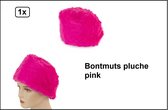 Bontmuts pluche pink mt.57 - Carnaval thema party festival pluche feest winterfeest