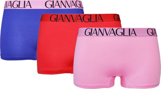 Gianvaglia 8037 Dames Boxershorts – Set van 3 - Korte Pijp - Paars/Roze/Rood - XL