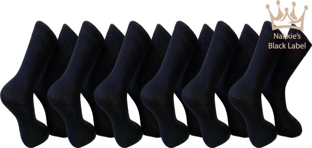 Nakkie's katoenen sokken - 6 paar - Maat 43/46 - Zwart