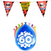 60 Jaar Verjaardag Decoratie Versiering - Feest Versiering - Vlaggenlijn - Ballonnen - Man & Vrouw