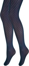 Fashion panty met ruitjes - Marineblauw - Maat XXL 44-48