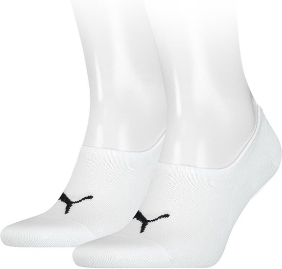 Puma Unisex Footie High Cut (2-pack) - unisex onzichtbare sokken - wit - Maat: 39-42