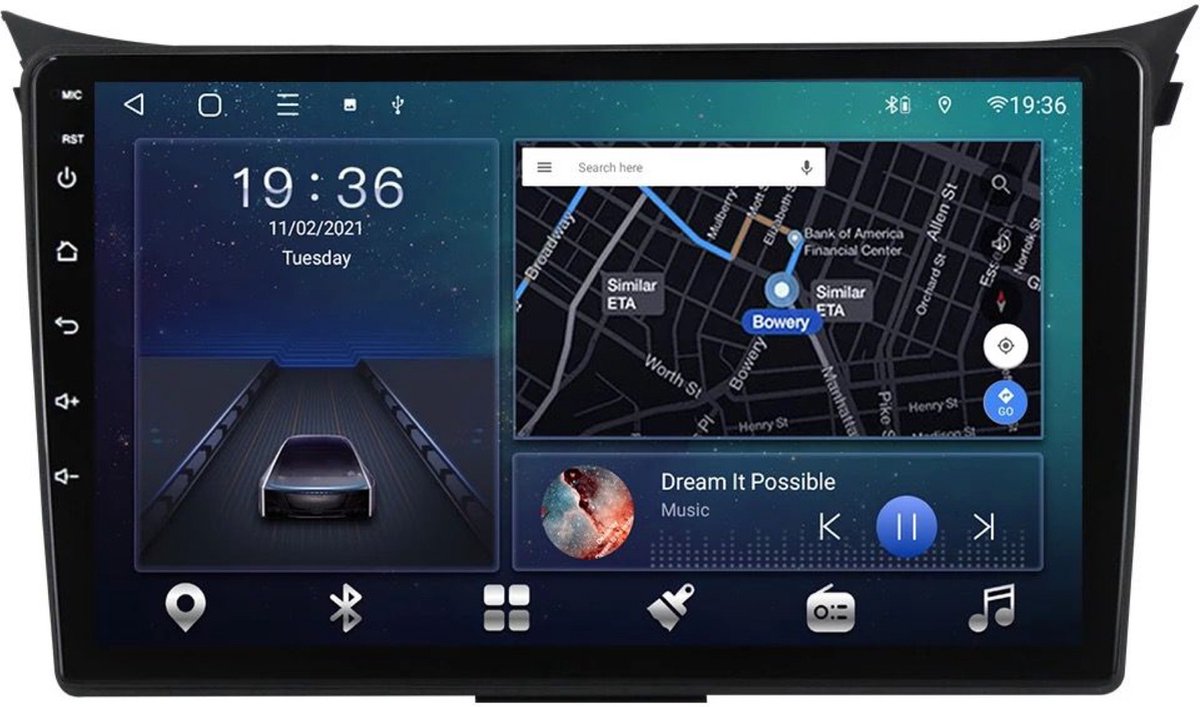 Navigatiesysteem auto met scherm - autoradio geschikt voor Android en iOS - wifi bluetooth radio - geschikt voor Hyundai I30 2012-2017