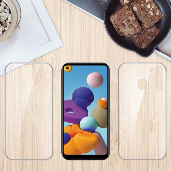 Coque Cadorabo pour Samsung Galaxy A21 en TRANSPARENT - Coque de protection intégrale à 360° - Protection avant et arrière, protection intégrale avec film protecteur d'écran