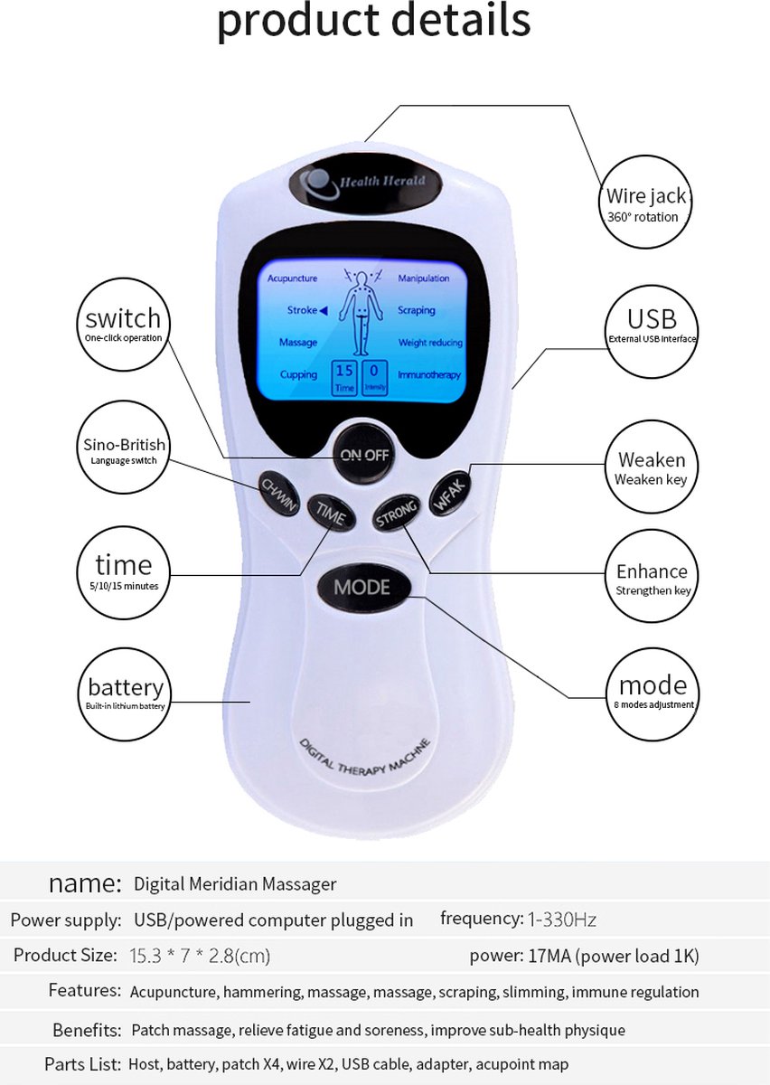 Kluvaro KRES100B Tens Device - Appareil de thérapie par Électrothérapie  pour la