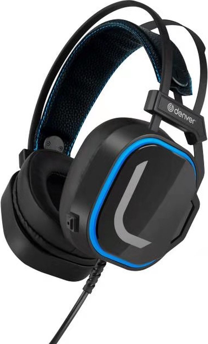 DENVER® Gaming headset met USB-aansluiting en LED-verlichting, gesloten hoofdtelefoon