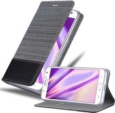 Cadorabo Hoesje geschikt voor Samsung Galaxy J7 2015 in GRIJS ZWART - Beschermhoes met magnetische sluiting, standfunctie en kaartvakje Book Case Cover Etui