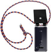 Cadorabo Hoesje geschikt voor LG G8 ThinQ in ORANJE BLAUW WIT - Silicone Mobiele telefoon ketting beschermhoes met zilveren ringen, koordriem en afneembaar etui