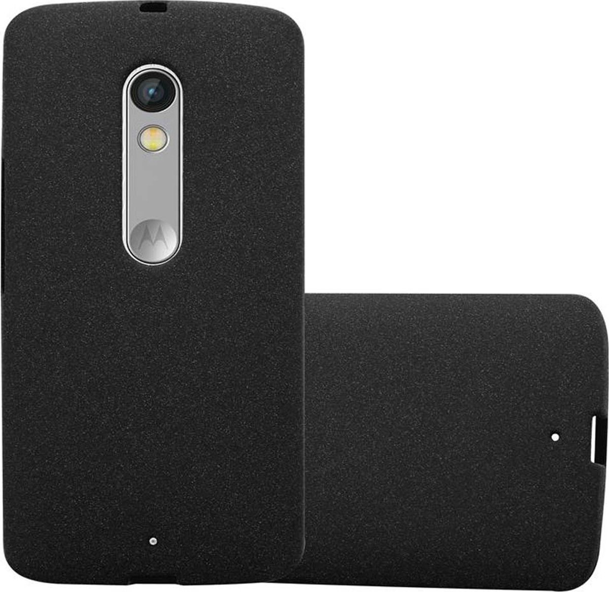 Cadorabo Hoesje geschikt voor Motorola MOTO X PLAY in FROST ZWART - Beschermhoes gemaakt van flexibel TPU silicone Case Cover