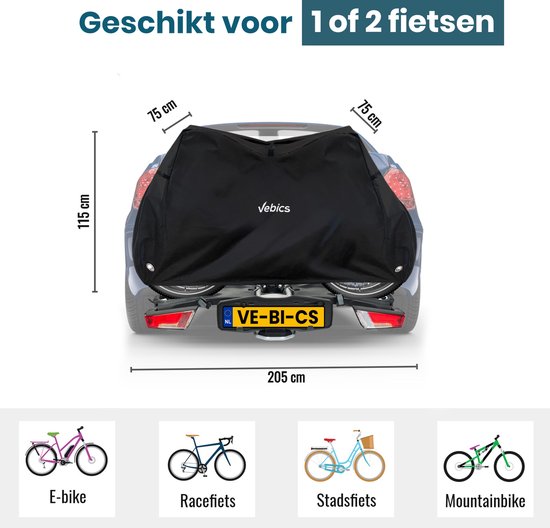 Vebics® Fietshoes voor 2 Fietsen Fietsendrager - Waterdicht - Elektrische fiets - Fietsbeschermhoes van Vebics — afbeelding 3