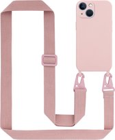 Cadorabo Mobiele telefoon ketting geschikt voor Apple iPhone 13 MINI in LIQUID ROZE - Silicone beschermhoes met lengte verstelbare koord riem