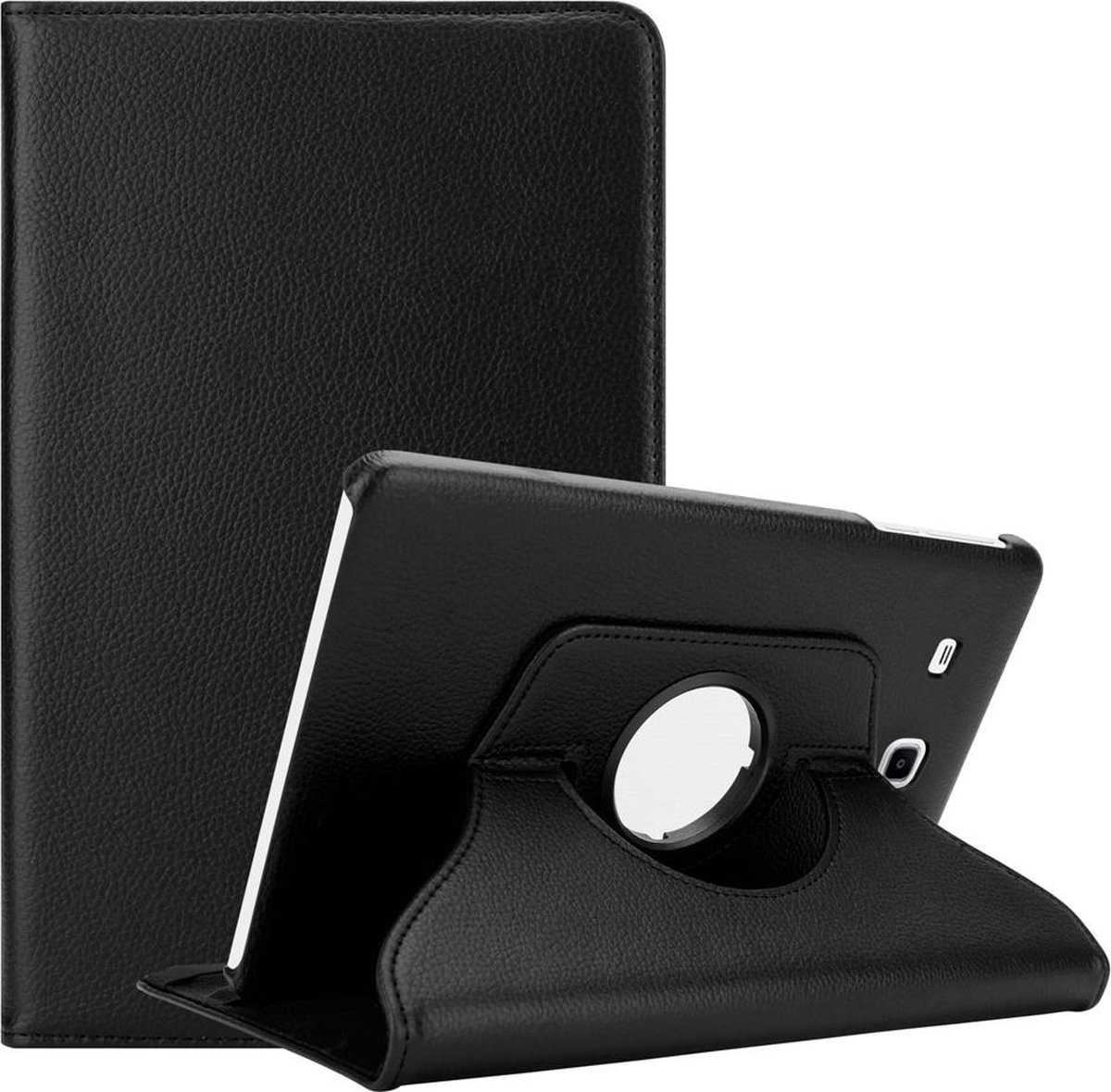 Cadorabo Tablet Hoesje voor Samsung Galaxy Tab E (9.6 inch) in OUDERLING ZWART - Beschermhoes ZONDER auto Wake Up, met stand functie en elastische band sluiting Book Case Cover Etui