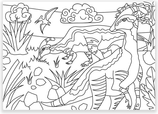 Inkleurkaarten 5x “Dinoland”