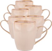 Koffiekopjes - Cappuccino kop - Theemok- Koffiebeker - Zand - 320ml - Set van 6