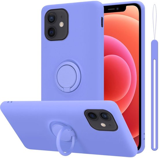 Cadorabo Hoesje geschikt voor Apple iPhone 12 MINI in LIQUID LICHT PAARS - Beschermhoes van flexibel TPU silicone Case Cover met ring