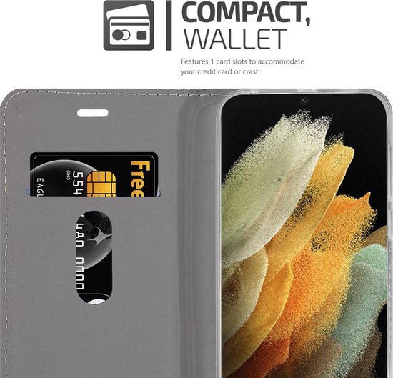 Coque Cadorabo pour Samsung Galaxy S21 ULTRA en GRIS NOIR - Coque de protection avec fermeture magnétique