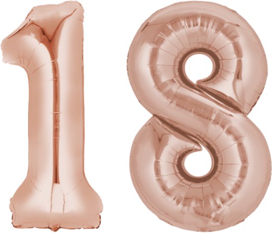 Ballonnen - Cijfer - 18 jaar verjaardag versiering - Rosé Goud - 80cm - 18e Verjaardag - Verjaardag versiering