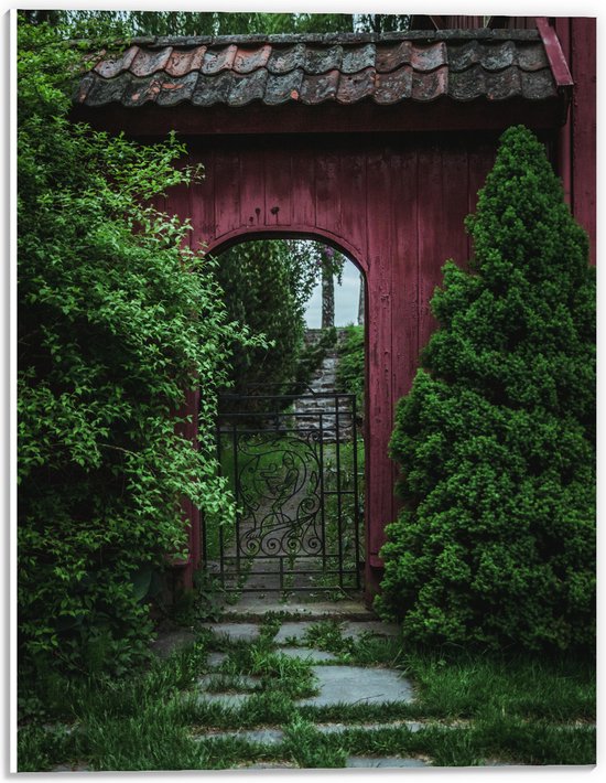 PVC Schuimplaat - Rode Poort Doorgang - 30x40 cm Foto op PVC Schuimplaat (Met Ophangsysteem)