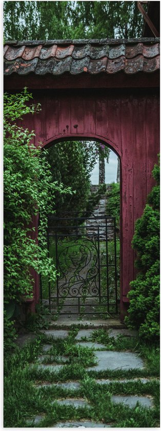 Poster (Mat) - Rode Poort Doorgang - 50x150 cm Foto op Posterpapier met een Matte look