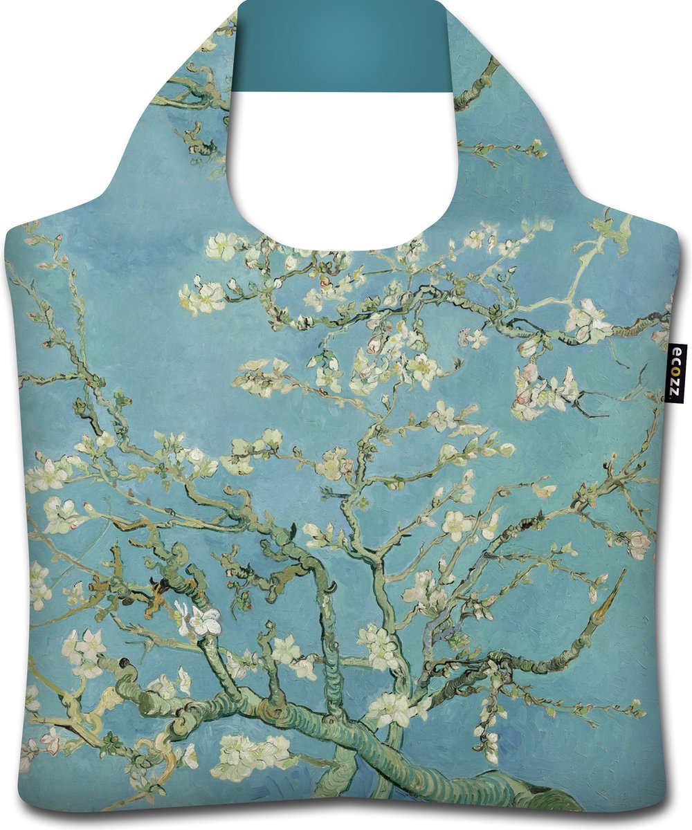 Ecozz - Vincent van Gogh - Amandelbloesem - Almond Blossoms - 100% gerecycled (rPet) – Öko-Tex - Voorzien van rits - Afsluitbaar - Opvouwbare boodschappentas - Waterresistant – Shopper - Ecovriendelijk - Duurzaam - Ecoshopper