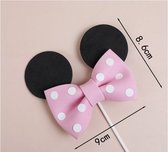 Minnie Mouse Topper - Strik - Taart Topper Happy Birthday - Taart Versiering - Topper - Verjaardag Kinderen - Taart Deco - Taarttopper - Taartdecoratie - Roze