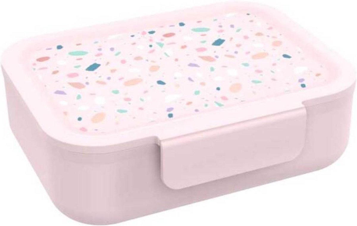 Lunch Buddies broodtrommel tastebox Terrazzo rechthoekig 24x18x6 cm roze. roze