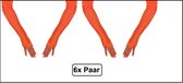 6x Paar Grote gaten handschoenen vingerloos oranje - carnaval thema feest landen festival party fun optocht Orange