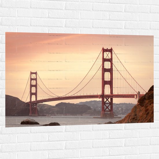 Muursticker - Rode Brug - San Francisco - 120x80 cm Foto op Muursticker