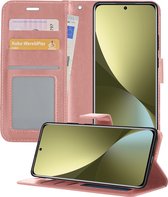 Hoesje Geschikt voor Xiaomi 12 Hoesje Book Case Hoes Wallet Cover - Hoes Geschikt voor Xiaomi 12 Hoesje Bookcase Hoes - Rosé goud