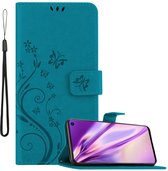 Cadorabo Hoesje geschikt voor Samsung Galaxy S10e in BLOEMEN BLAUW - Beschermhoes in bloemmotief met magnetische sluiting, standfunctie en kaartsleuven Book Case Cover Etui