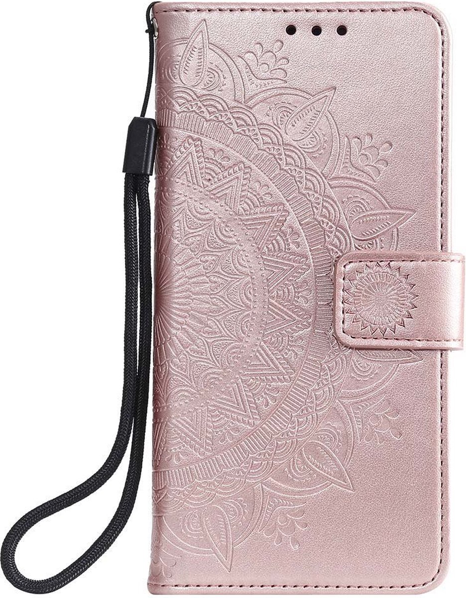 Shop4 - Poco X4 GT Hoesje - Wallet Case Mandala Patroon Rosé Goud