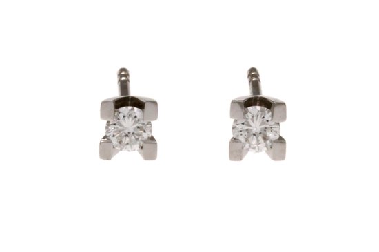 Witgouden oorknoppen - 14 karaat - diamant - R&C OOR0012 - Roman - sale Juwelier Verlinden St. Hubert -van €1896,- voor €1499,=