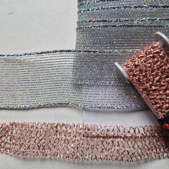 Bande / Ruban - Set - Argent + Rose 2,5 mètres + 2 mètres - Glitter