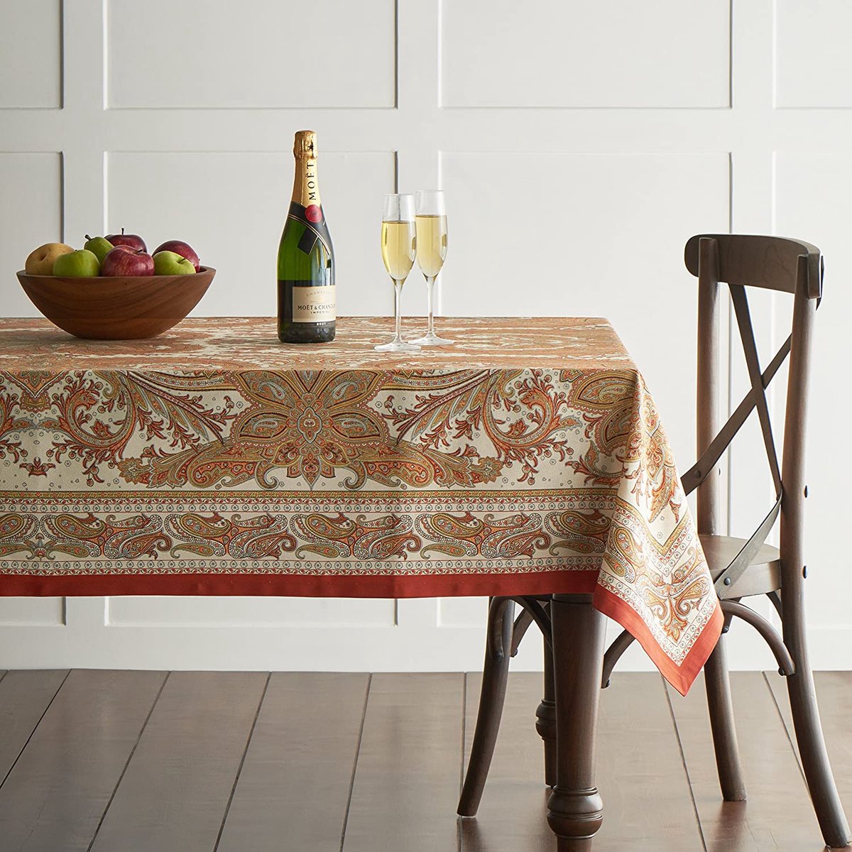 Maison d 'Hermione Kashmir Paisley 100% Katoen tafelkleed voor Kitchen | Diner | Tafelblad | Decoratiefeesten | Bruiloften | Thanksgiving / Kerstmis (rechthoek, 140 cm x 180 cm) Moederdag