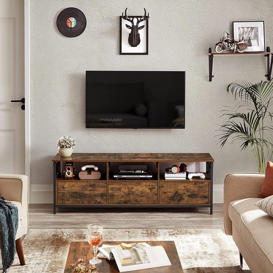 Meuble TV - Table basse - De style industriel - Avec 3 tiroirs | bol.com