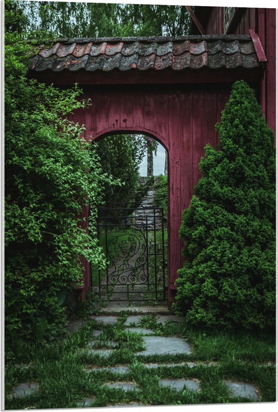 Acrylglas - Rode Poort Doorgang - 60x90 cm Foto op Acrylglas (Met Ophangsysteem)