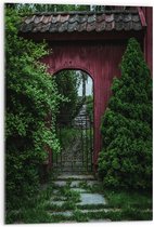 Acrylglas - Rode Poort Doorgang - 50x75 cm Foto op Acrylglas (Met Ophangsysteem)
