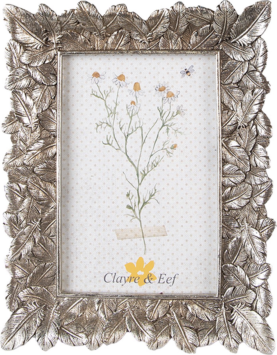 Clayre & Eef Fotolijst 10x15 cm Zilverkleurig Polyresin Blaadjes