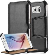 Cadorabo Hoesje geschikt voor Samsung Galaxy S6 in PIANO ZWART - Beschermhoes ZONDER magneetsluiting met standfunctie en hoekhouder Book Case Cover Etui