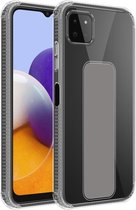 Cadorabo Hoesje geschikt voor Samsung Galaxy A22 5G in GRIJS - Beschermhoes gemaakt van flexibel TPU silicone Cover Case met houder en standfunctie