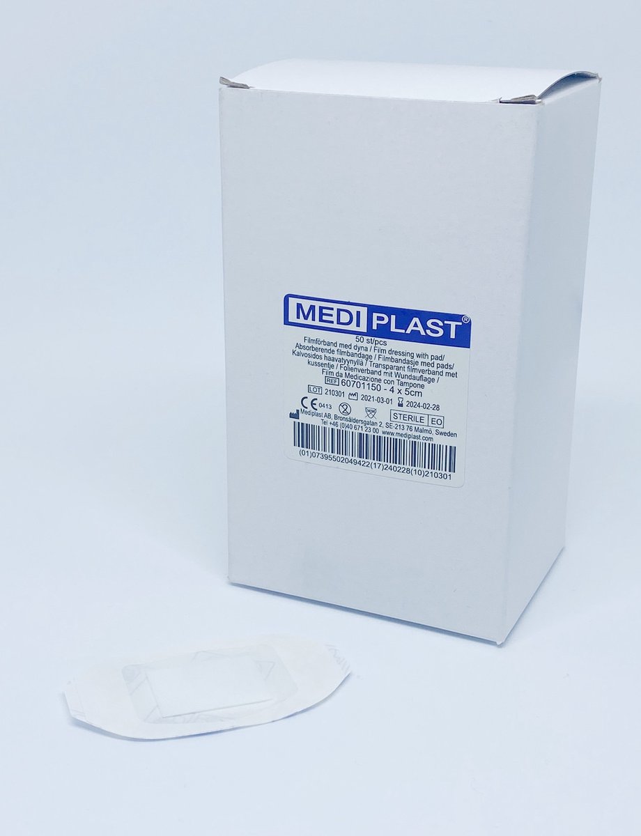 Goedkoopste Mediplast Waterproof Film met pad en frame wondpleister steriel 4 x 5cm - doos 50 stuks