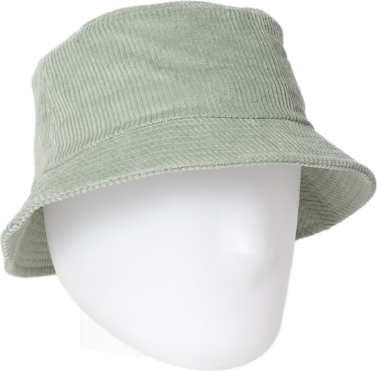 Corduroy bucket hat met opbergvakje - mybuckethat - groen - vissershoedje - ribbelstof met rits