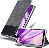 Cadorabo Hoesje geschikt voor Huawei P20 in GRIJS ZWART - Beschermhoes met magnetische sluiting, standfunctie en kaartvakje Book Case Cover Etui