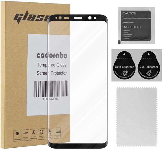 Cadorabo Screenprotector geschikt voor Samsung Galaxy S8 Pantser Film volledig zelfklevend Beschermfolie in TRANSPARANT met ZWART - Gehard volledig gelijmd (Tempered) display beschermingsglas in 9H hardheid met 3D Touch