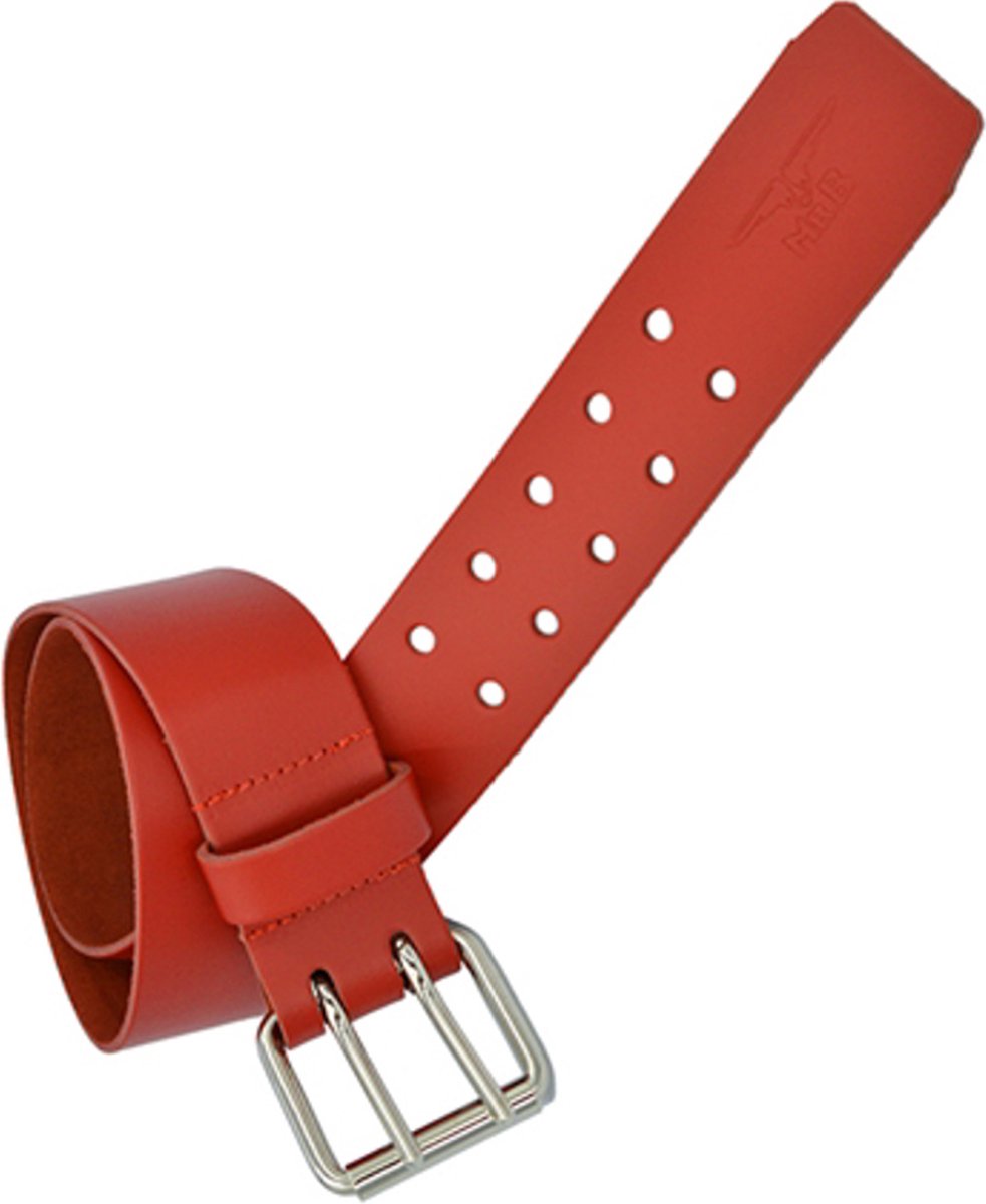 Mister b leren riem 5 cm double thorn - rood - 85 cm - medium