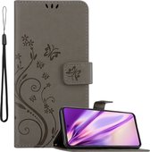 Cadorabo Hoesje geschikt voor Samsung Galaxy M53 5G in BLOEMEN GRIJS - Beschermhoes in bloemmotief met magnetische sluiting, standfunctie en kaartsleuven Book Case Cover Etui